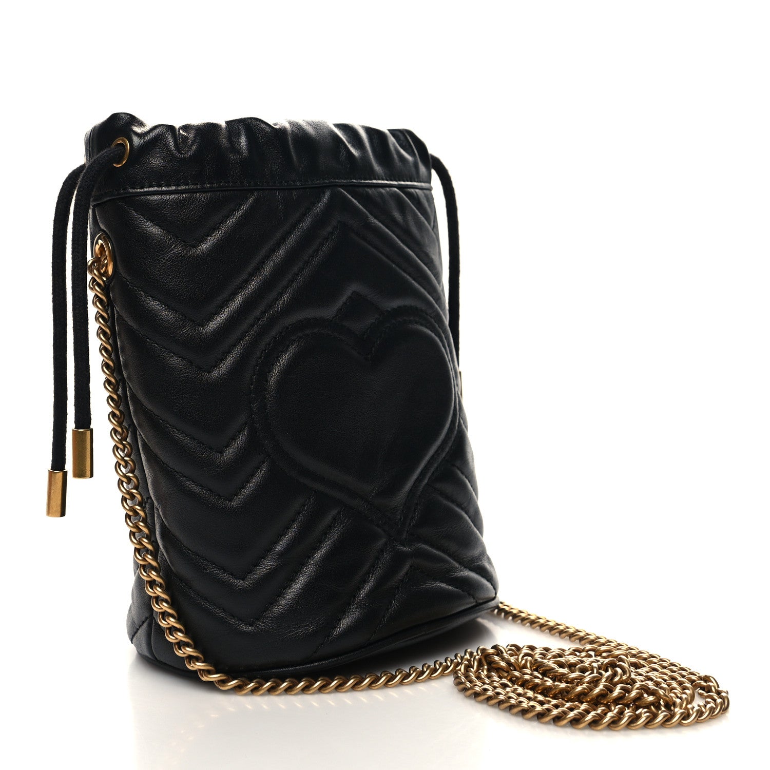 Gucci Calfskin Matelasse Mini GG Marmont 2.0 Bucket Bag Black 3 of 10
