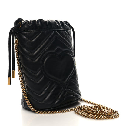 Gucci Calfskin Matelasse Mini GG Marmont 2.0 Bucket Bag Black 3 of 10