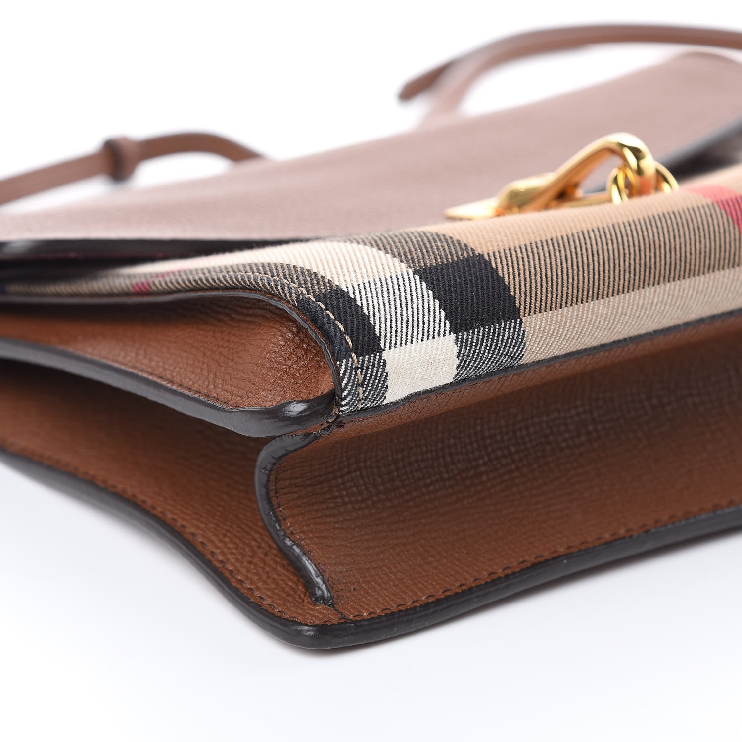 Burberry Derby Calfskin House Check Small Macken Crossbody Bag Tan 8 of 16