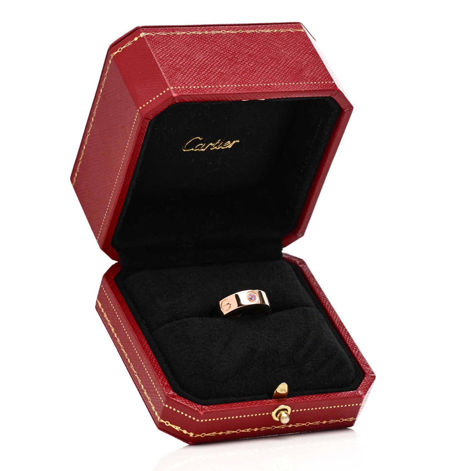 Cartier 18K Pink Gold Pink Sapphire 5.5mm LOVE Ring 44 3 5 of 5