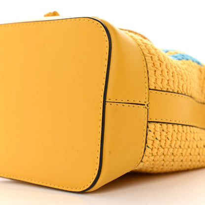 Fendi Crochet Vitello King F is Fendi Logo Woven Mini Mon Tresor Bucket Bag Mimosa Cyber Blue 11 of 12