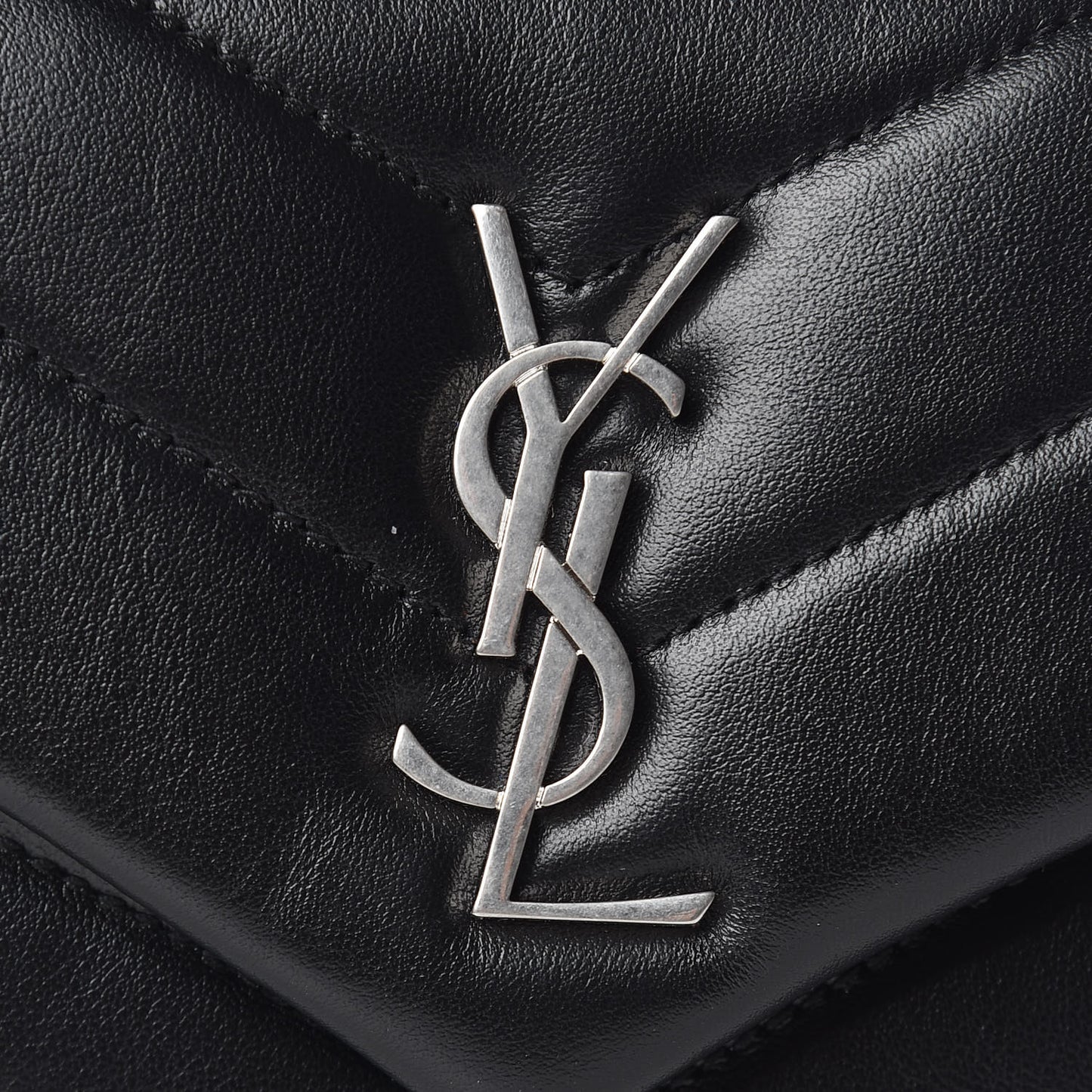 Calfskin Y Quilted Monogram Toy Loulou Crossbody Bag Black