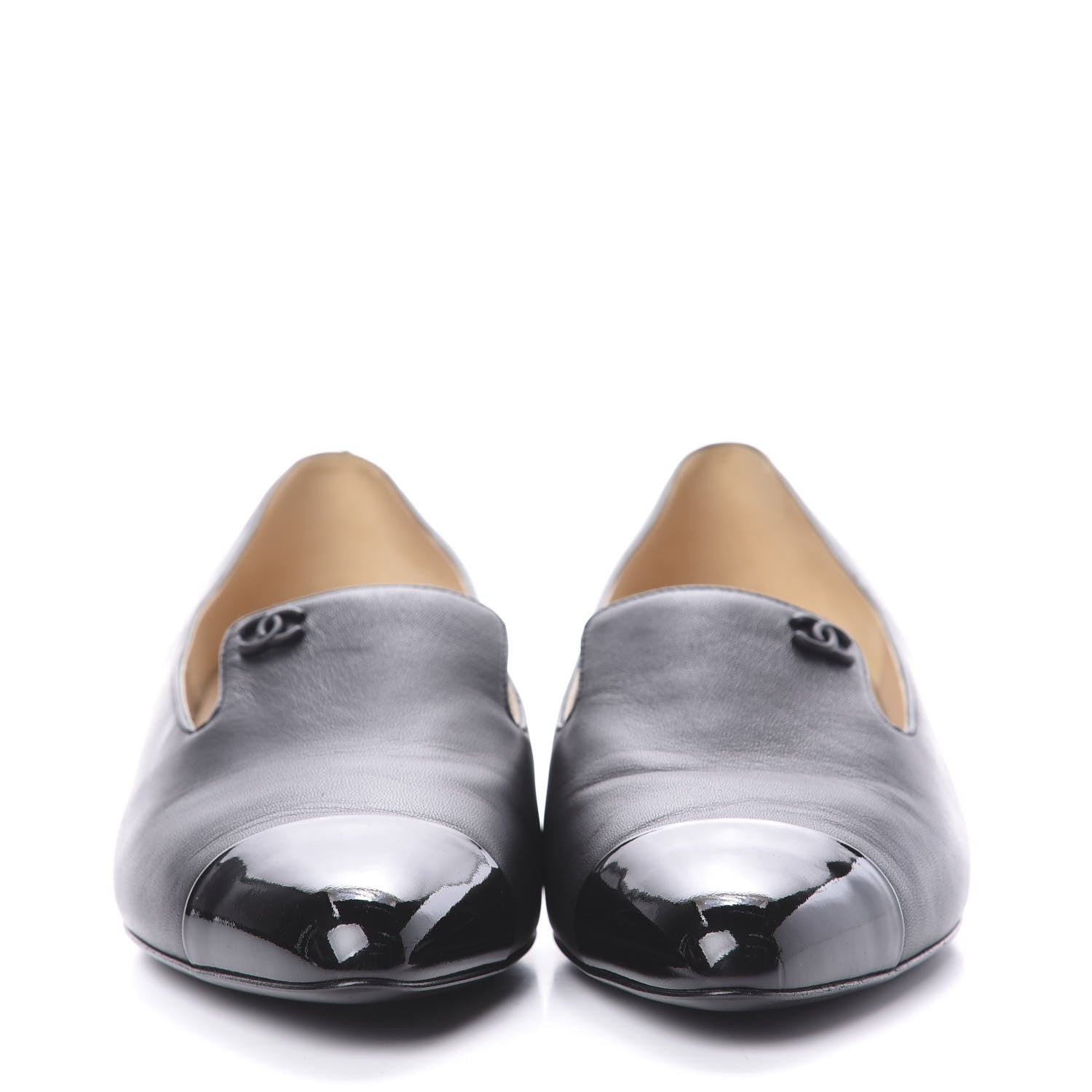 Chanel Lambskin Patent CC Cap Toe Mocassin Loafer 39.5 Black 2 of 7