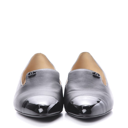 Chanel Lambskin Patent CC Cap Toe Mocassin Loafer 39.5 Black 2 of 7