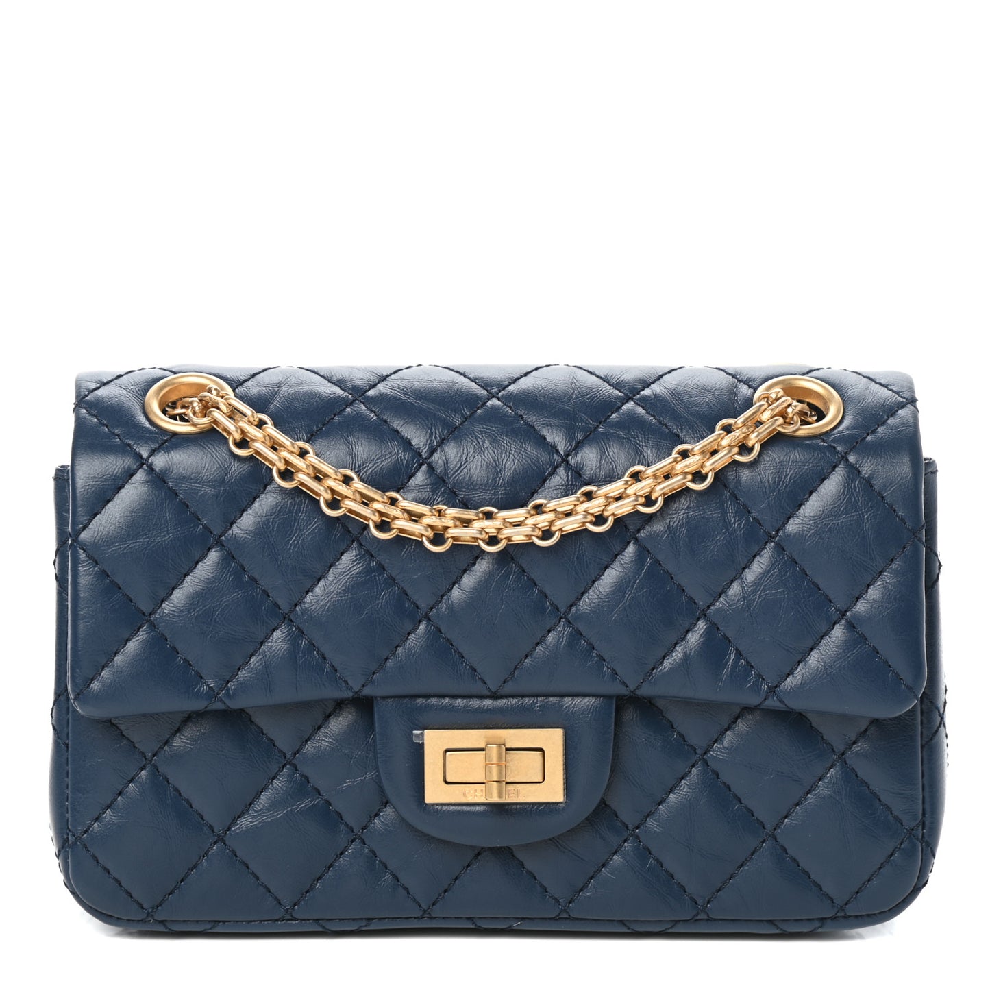 Aged Calfskin Quilted 2.55 Reissue Mini Flap Blue
