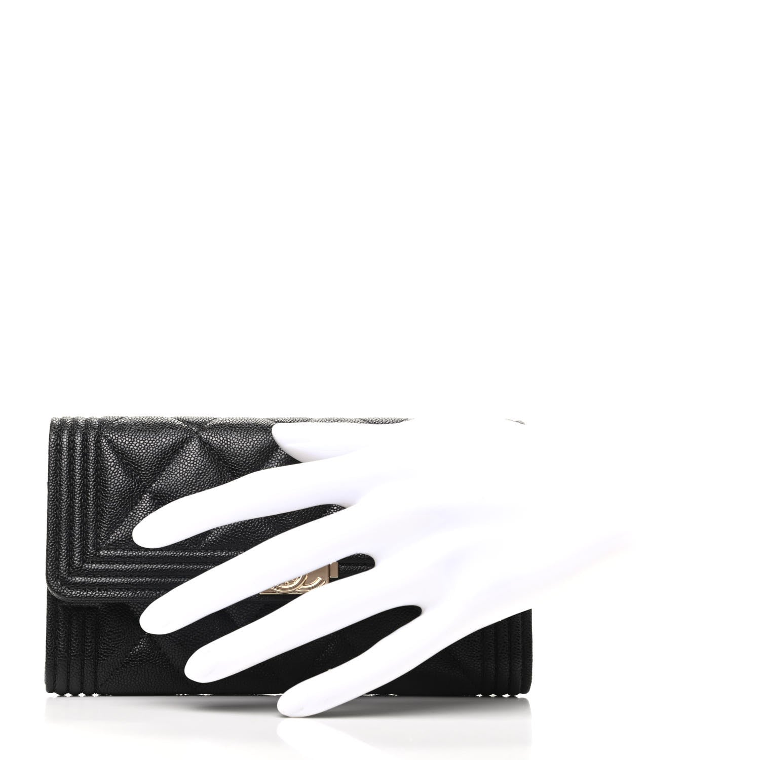 Chanel Caviar Quilted Medium Boy Flap Wallet Black 2 of 8