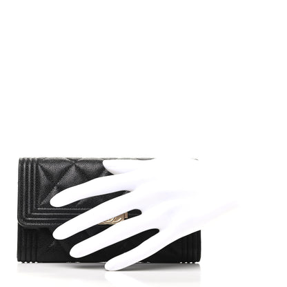 Chanel Caviar Quilted Medium Boy Flap Wallet Black 2 of 8