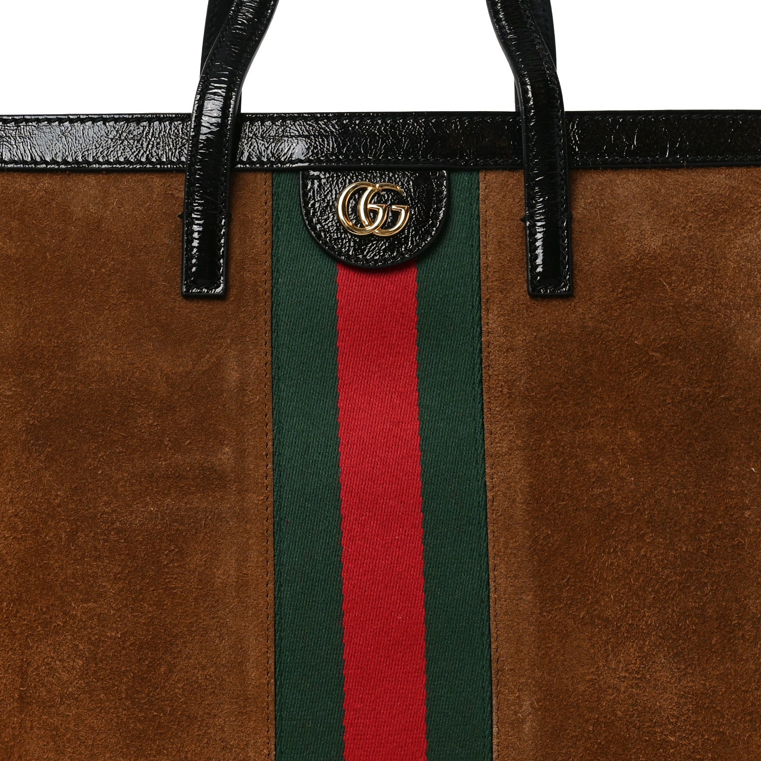 Gucci Suede Patent Web Ophidia Vertical Tote Nocciola Black 7 of 10