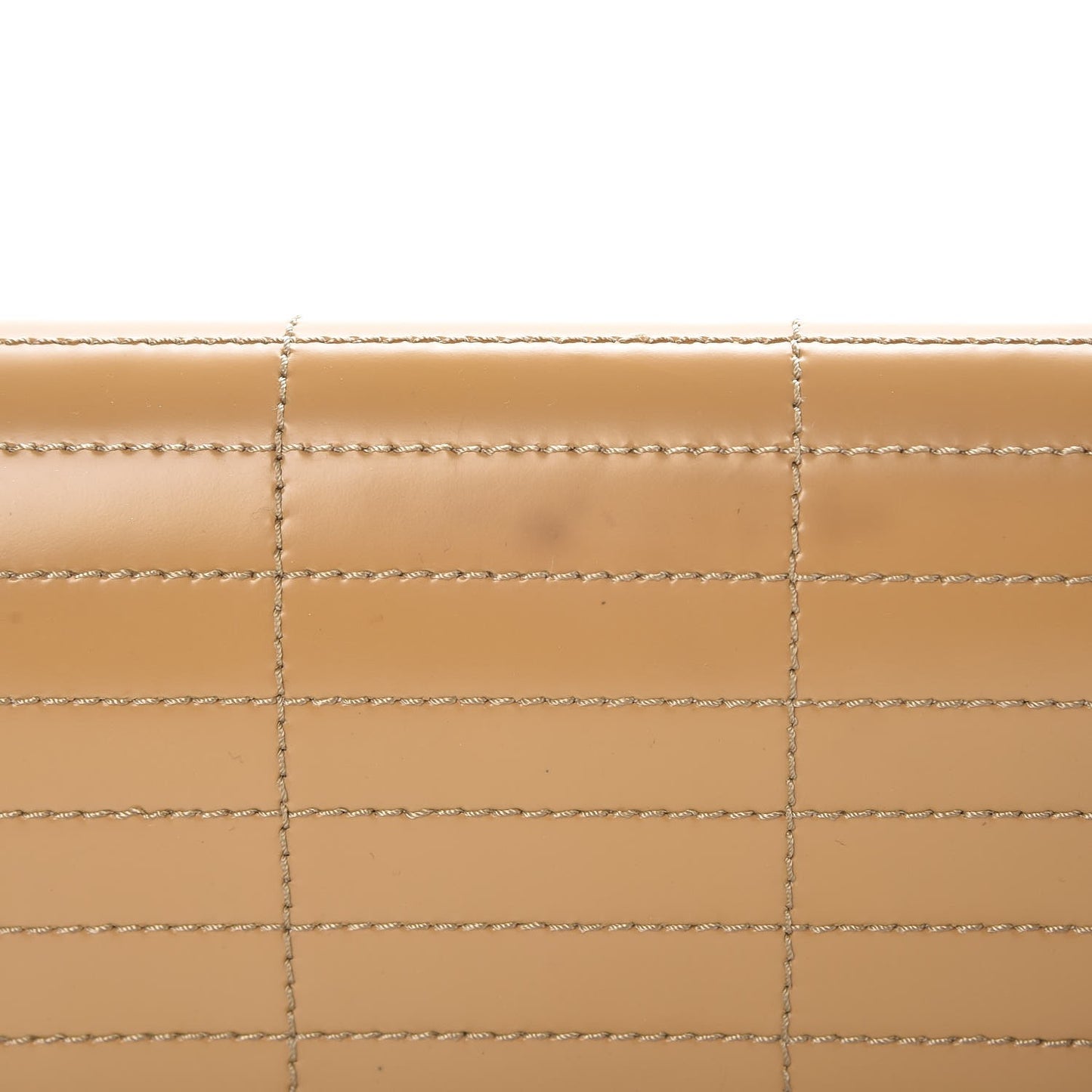 Glazed Calfskin Stitched Accordion Flap Beige