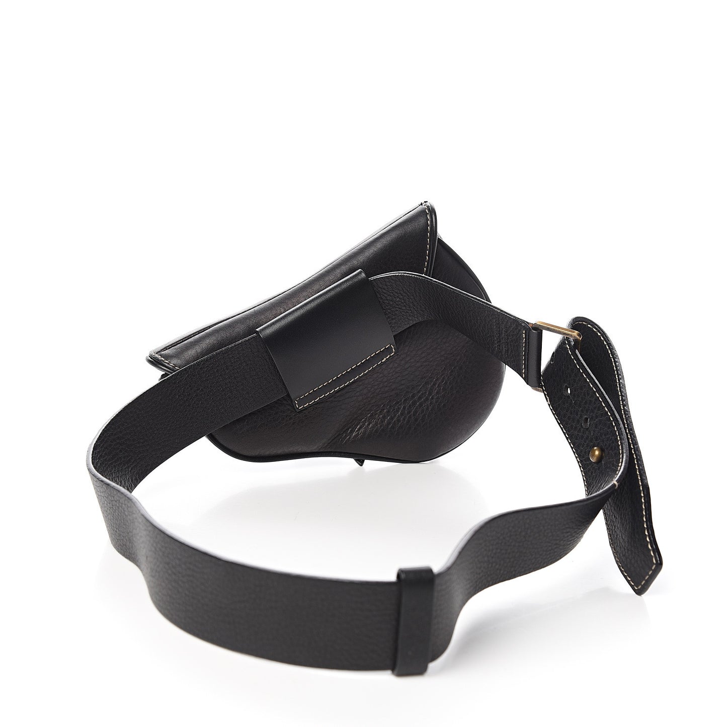 Grained Calfskin Saddle Belt Bag Black