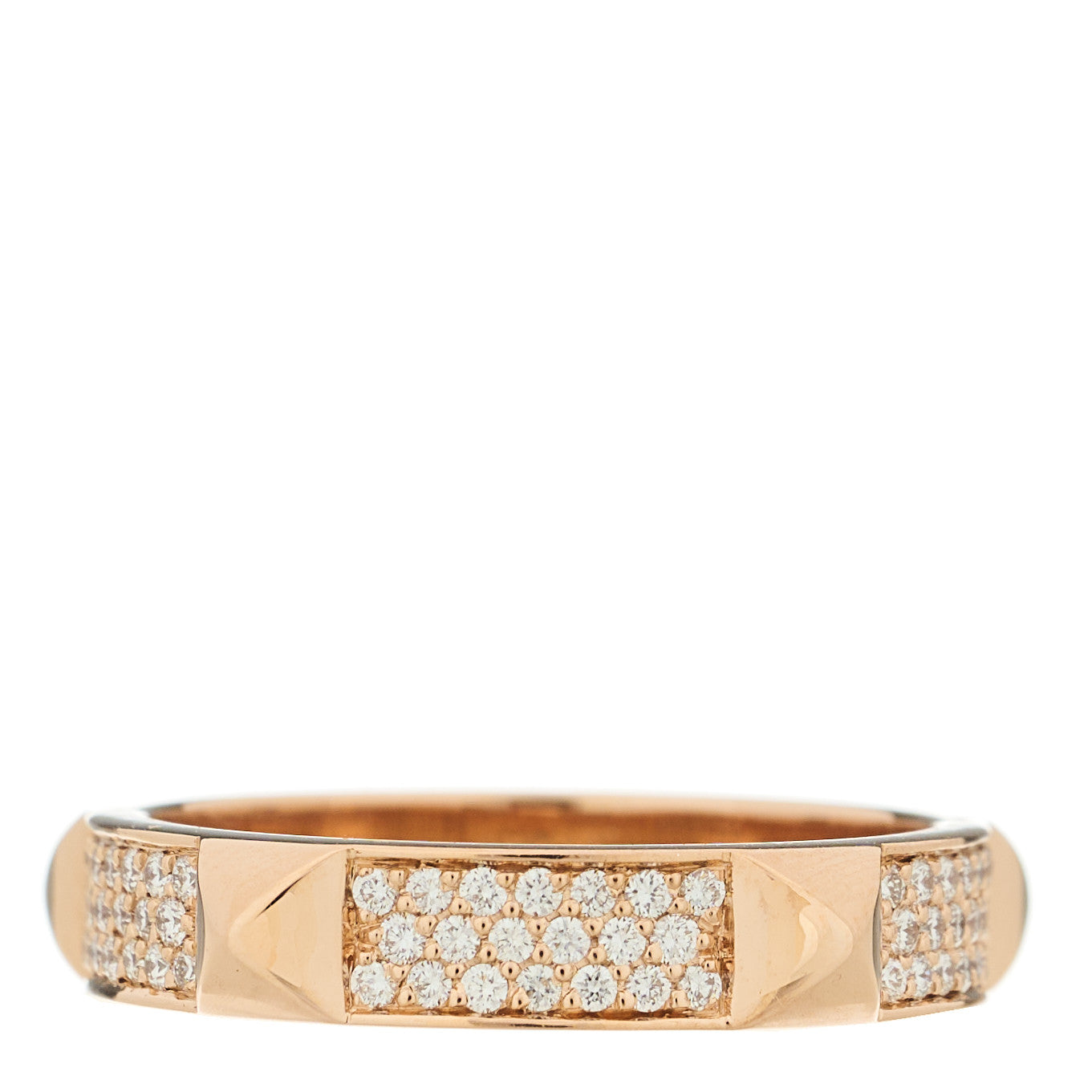Hermes 18K Rose Gold Diamond Clou D'H Ring 54 6.75 3 of 5