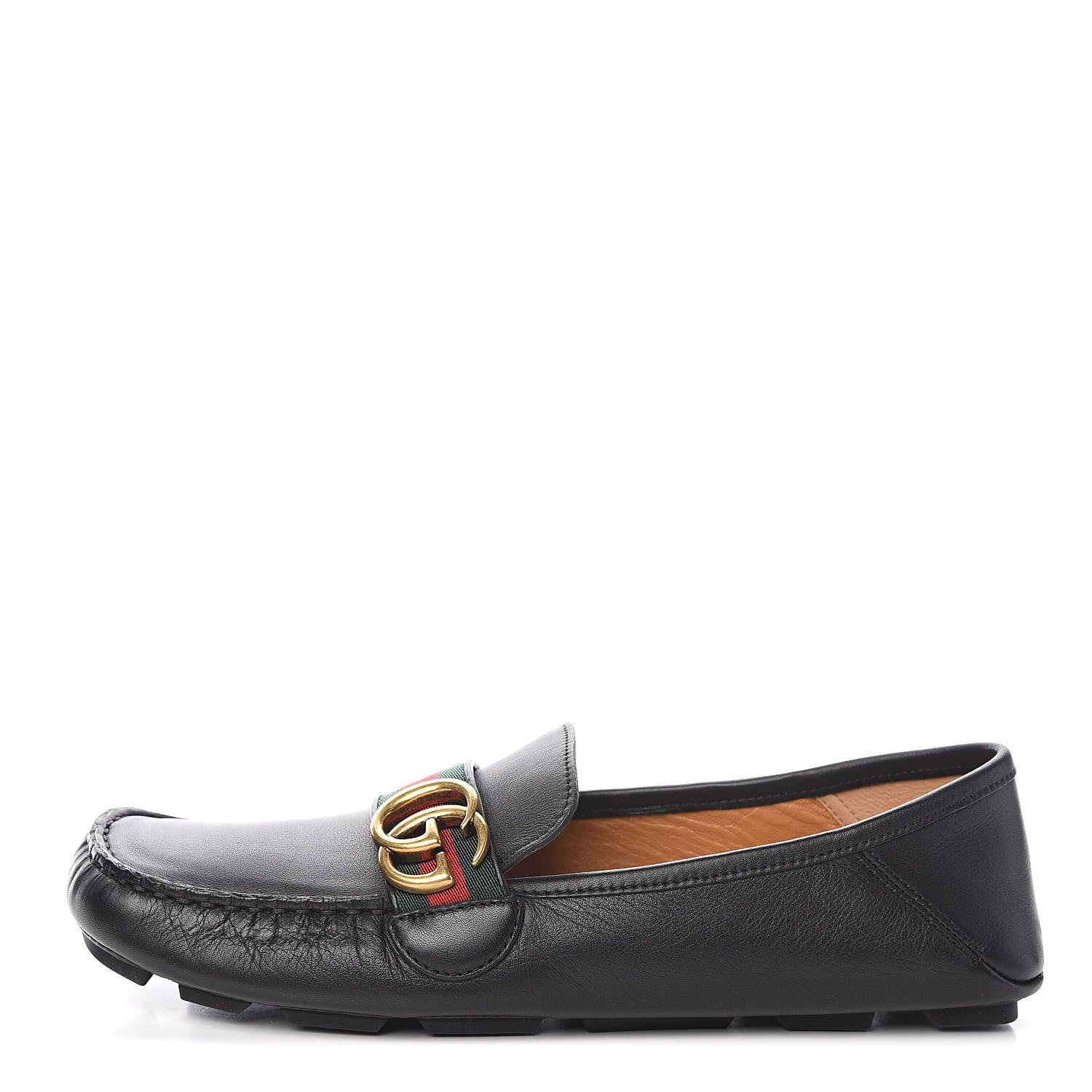 Gucci Calfskin Womens Noel Web Driver Loafers 40 Black 1 of 11