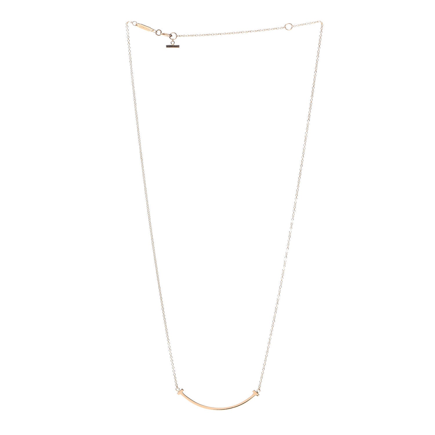 Tiffany 18K Rose Gold Small T Smile Pendant Necklace 3 of 6