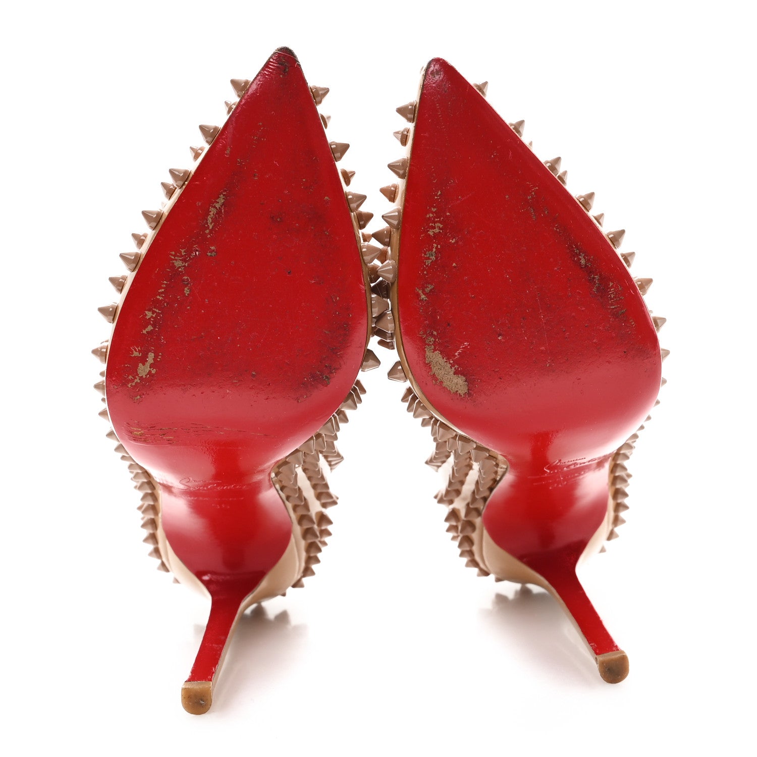 Christian Louboutin Patent Pigalle Spikes 120 Pumps 36 Nude