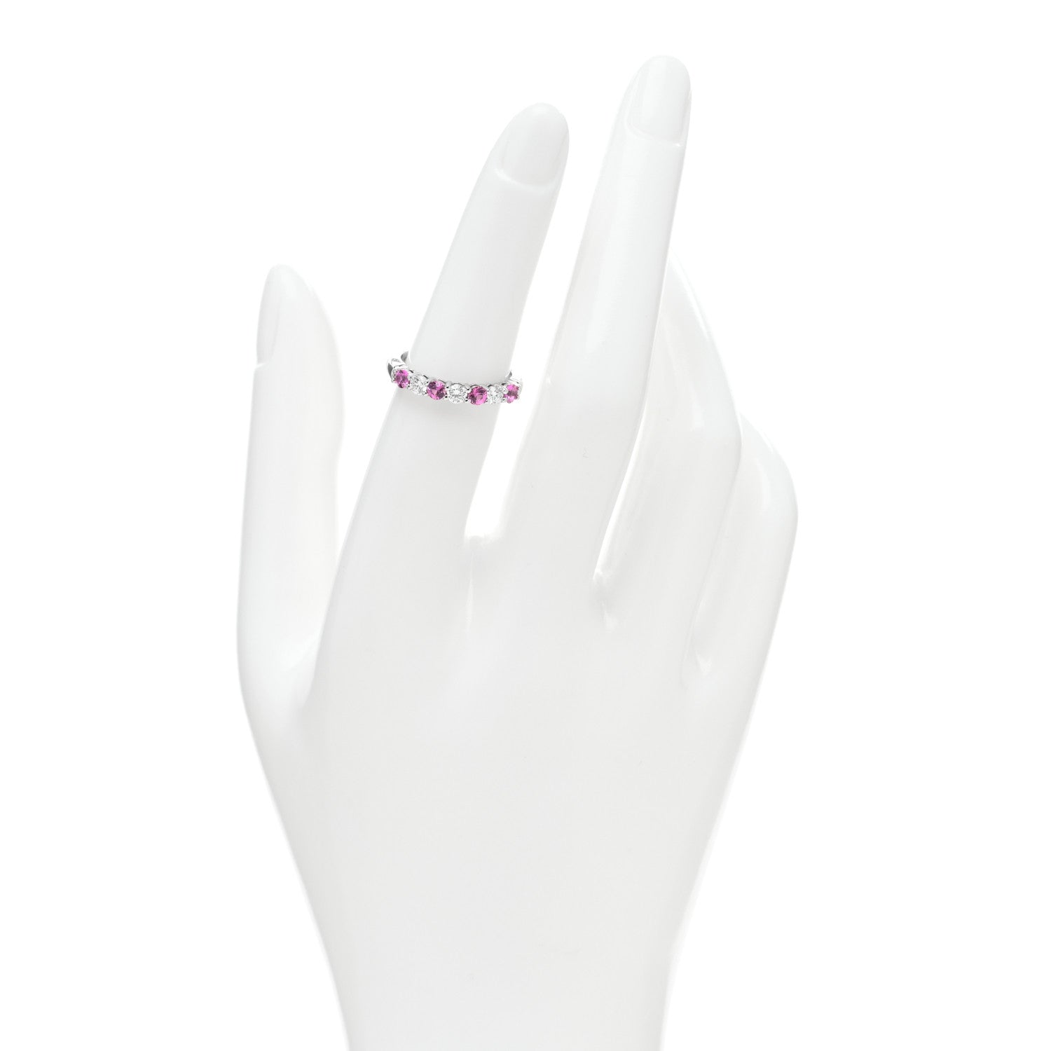 Tiffany Platinum Diamond Pink Sapphire 3mm Embrace Half Circle Ring 51 5.75 2 of 5