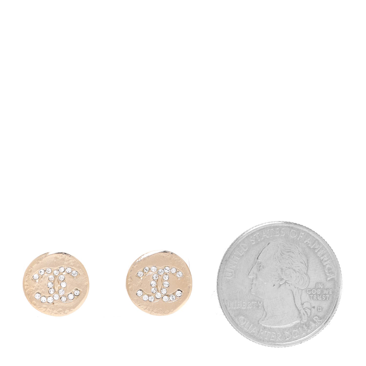 Chanel Crystal CC Round Earrings Gold 2 of 4