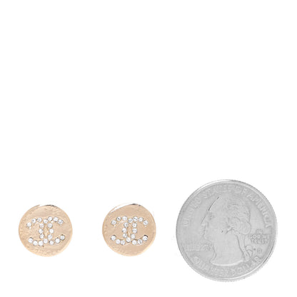Chanel Crystal CC Round Earrings Gold 2 of 4