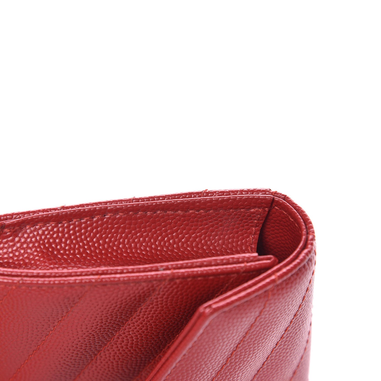 Saint Laurent Grain De Poudre Matelasse Chevron Small Monogram Envelope Wallet Rouge Eros 9 of 11