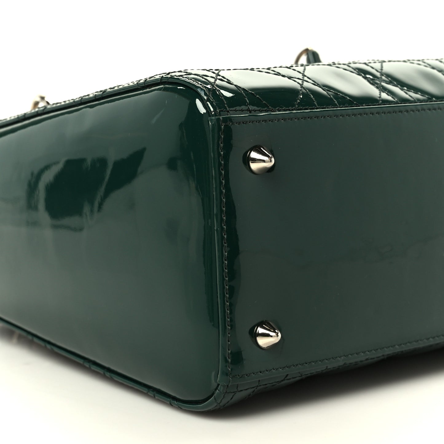 Patent Cannage Medium Lady Dior Pine Green