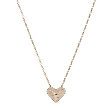 Tiffany 18K Yellow Gold Platinum Diamond Etoile Heart Pendant Necklace 1 of 7