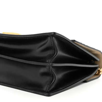 Fendi Vitello Liberty Bi-Color FF 1974 Embossed Chain Strap Kan U Shoulder Bag Black Maya 10 of 10