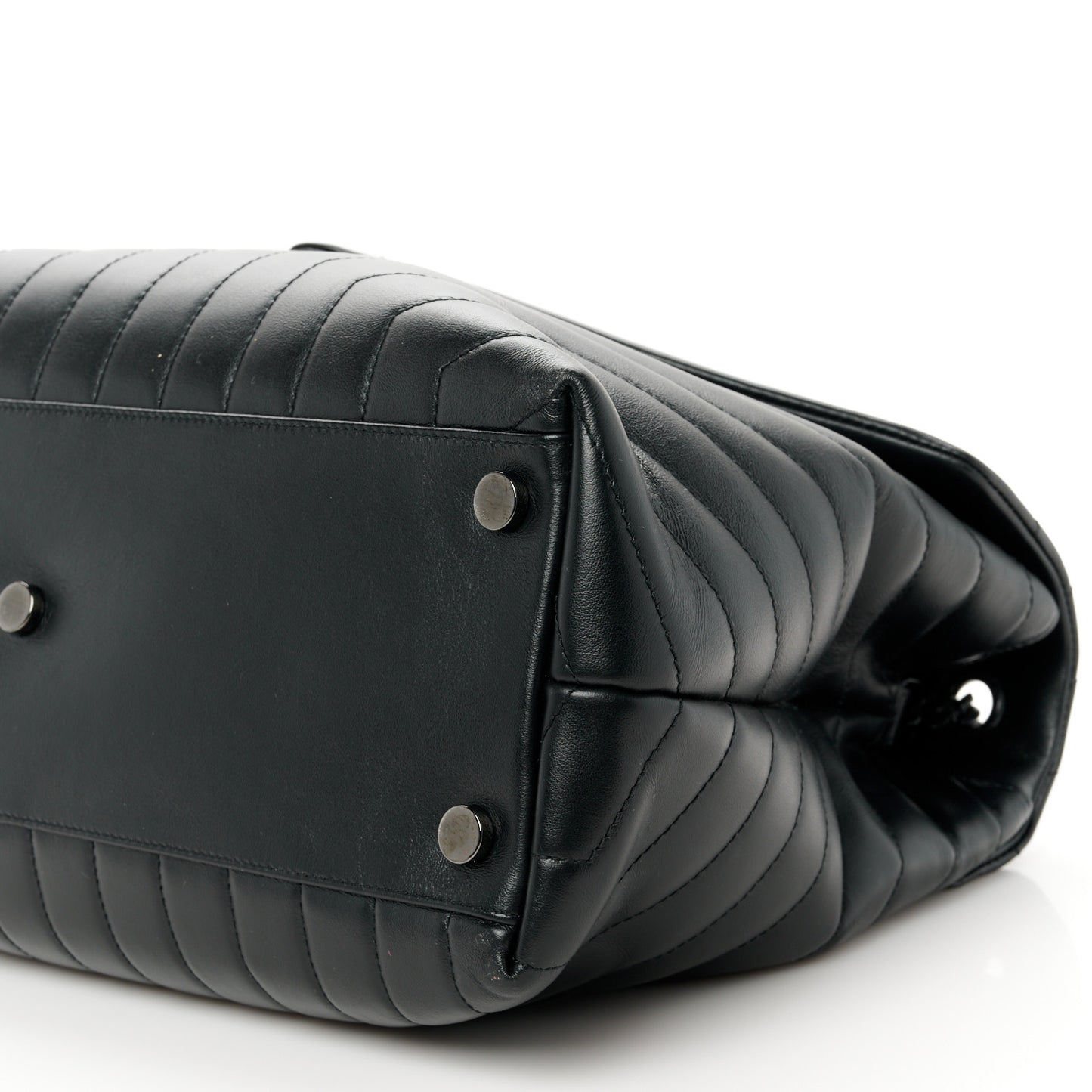 Calfskin Y Quilted Monogram Monochrome Large Loulou Chain Satchel Black