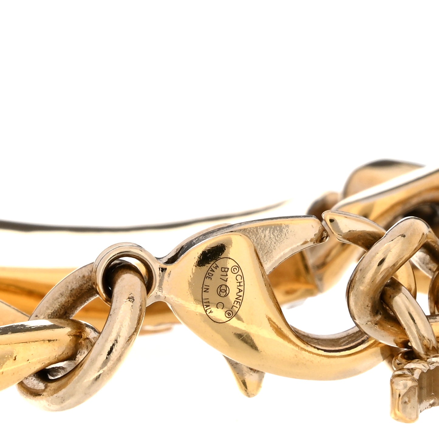 Crystal CC Chain ID Bracelet Gold