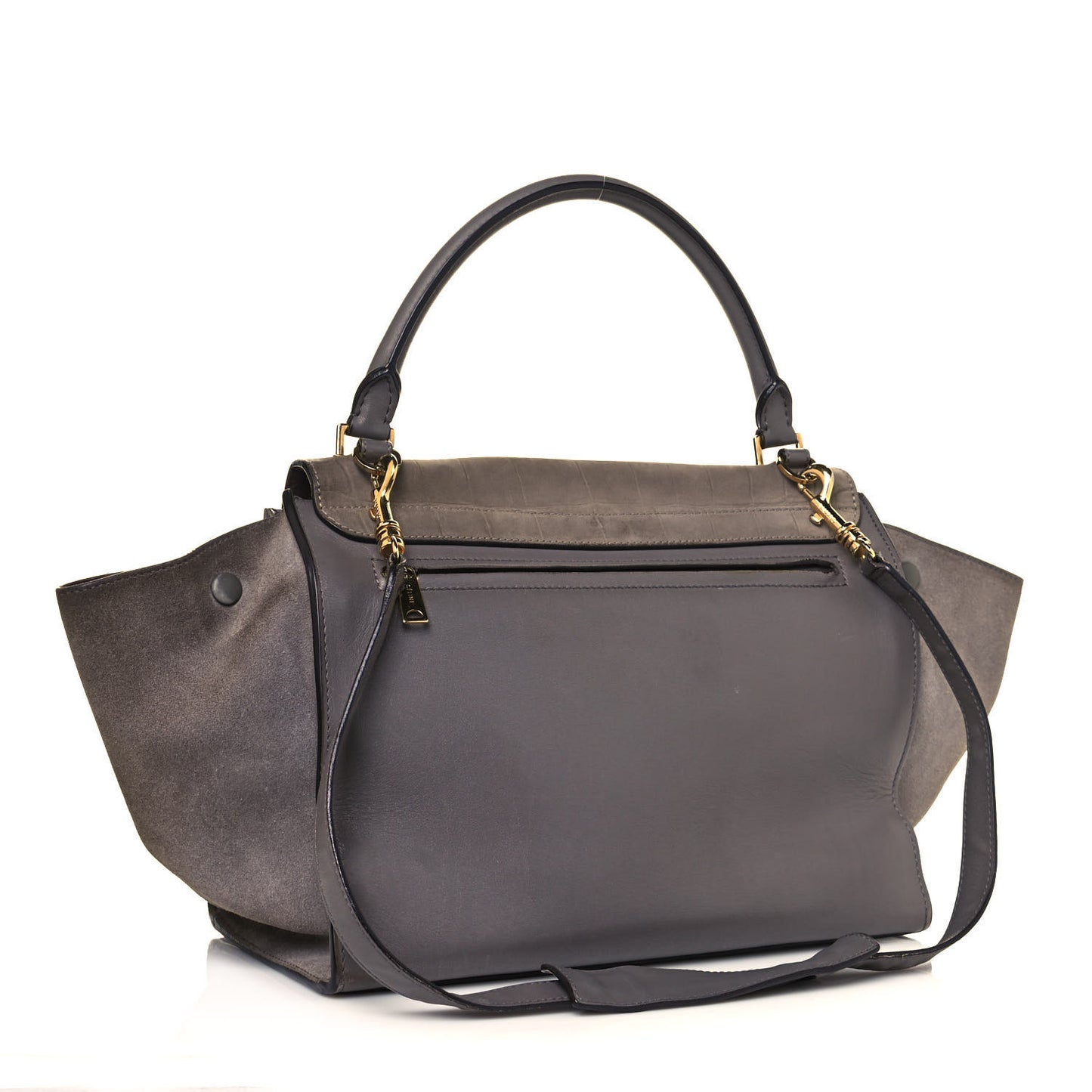 Crocodile Embossed Nubuck Medium Trapeze Grey