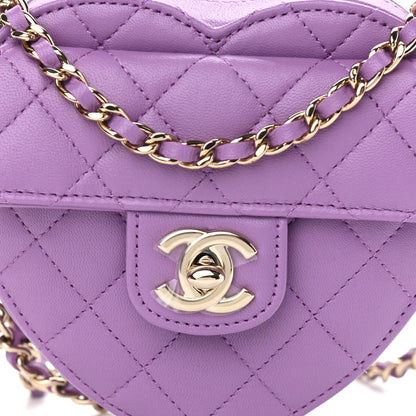 Chanel Lambskin Quilted CC In Love Heart Clutch With Chain Purple 8 of 11