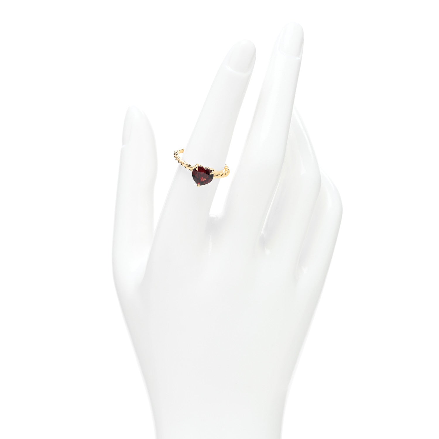 David Yurman 18K Yellow Gold Garnet 7mm Heart Chatelaine Ring 54 6.75 2 of 4