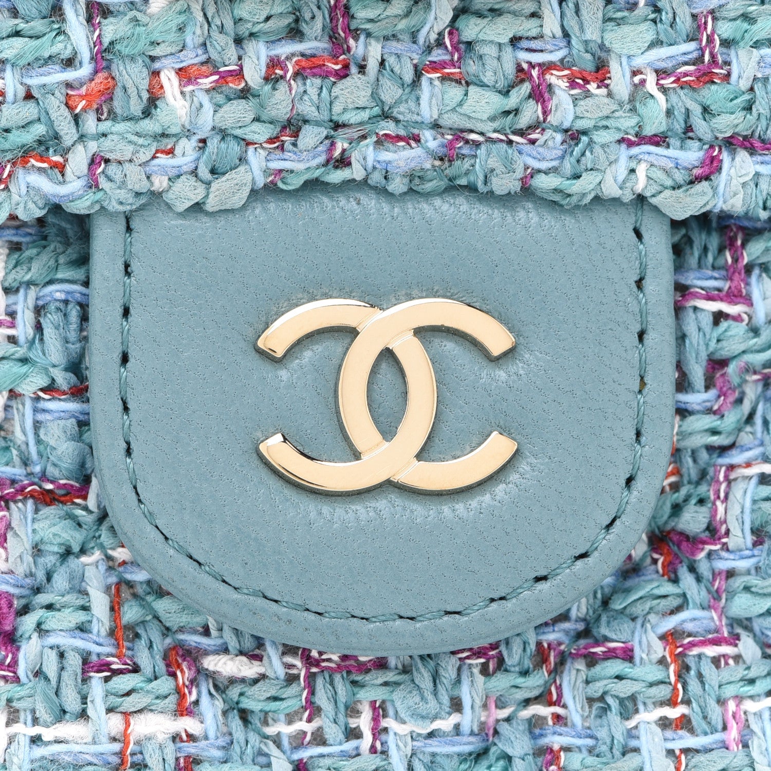 Chanel Tweed Quilted iPhone XII Pro Case With Chain Turquoise Purple White Red 6 of 9