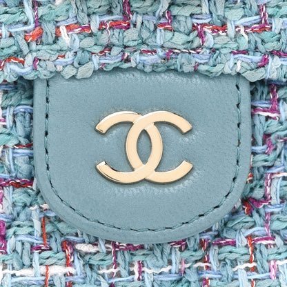 Chanel Tweed Quilted iPhone XII Pro Case With Chain Turquoise Purple White Red 6 of 9