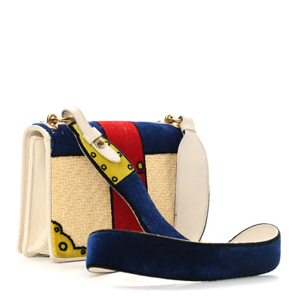 Prada Velvet Straw Cahier Shoulder Bag Naturale Talco 3 of 12