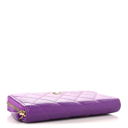 Chanel Caviar Quilted Large Gusset Zip Around Wallet Purple 4 of 9