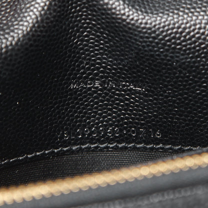 Saint Laurent Grain De Poudre Matelasse Chevron Monogram Envelope Chain Wallet Black 6 of 8