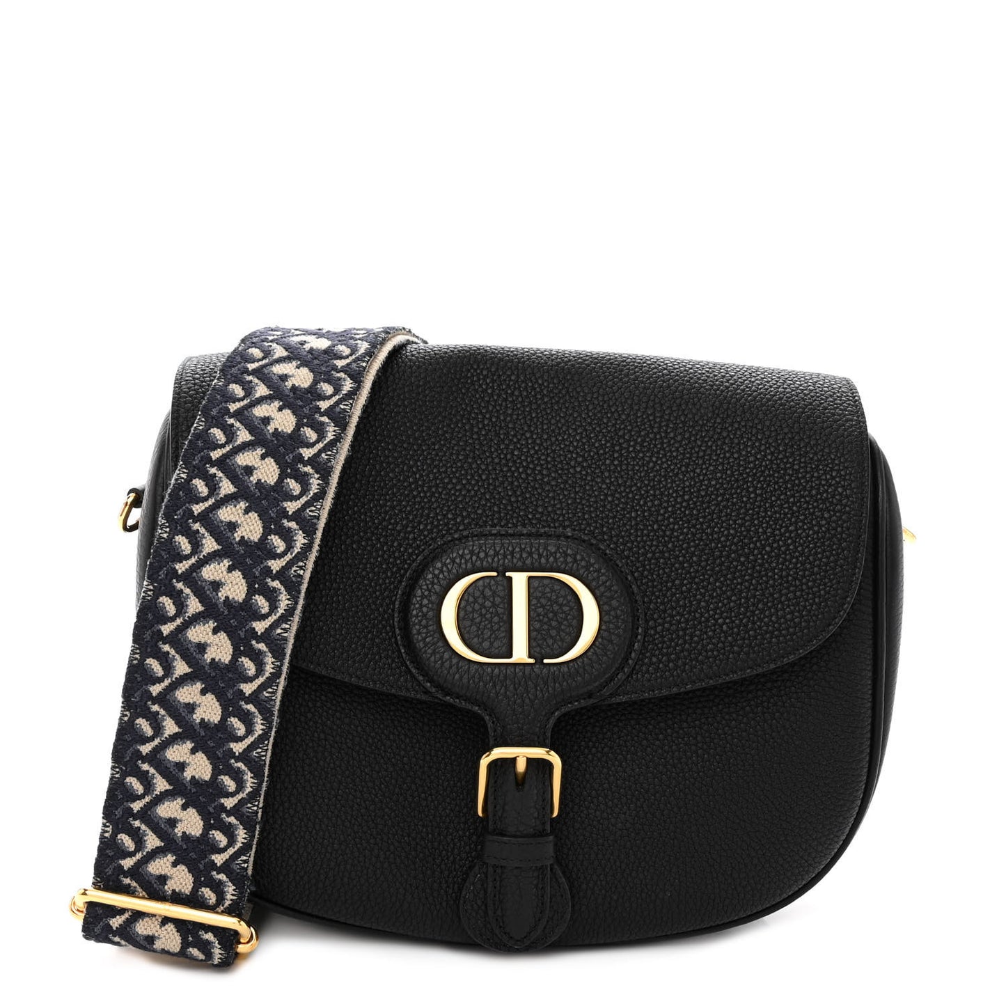 Grained Calfskin Large Bobby Flap Black