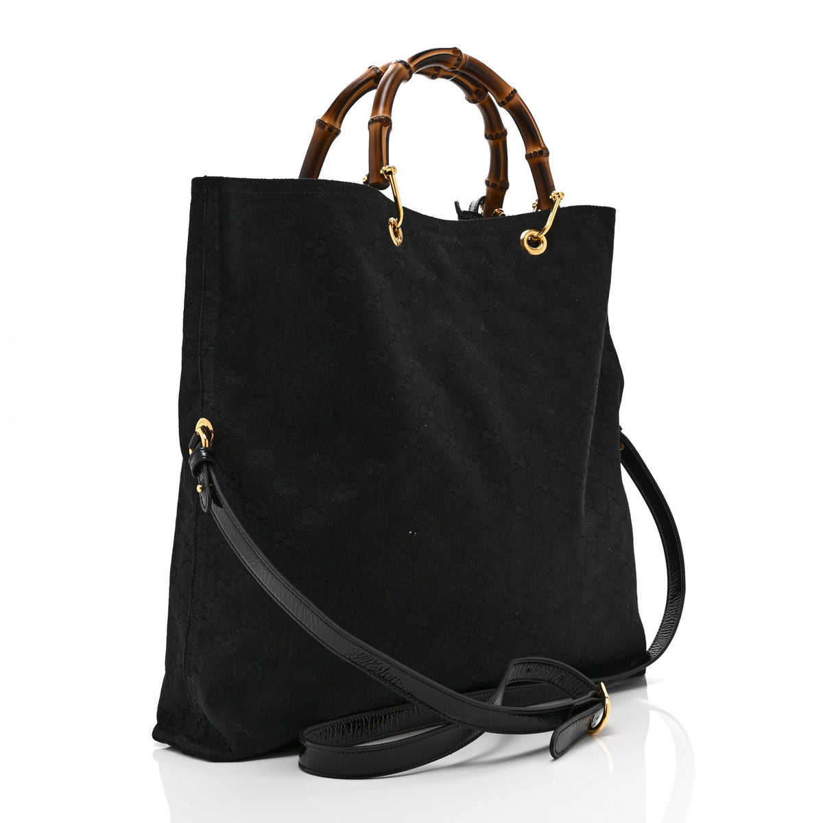 GG Monogram Bamboo Reversible Tote Black