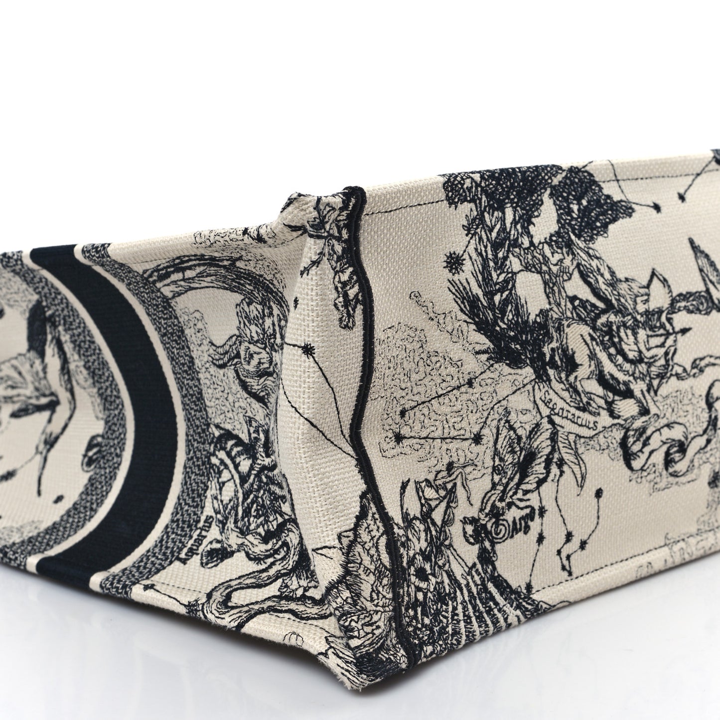 Canvas Embroidered Large Zodiac Toile De Jouy Book Tote Latte