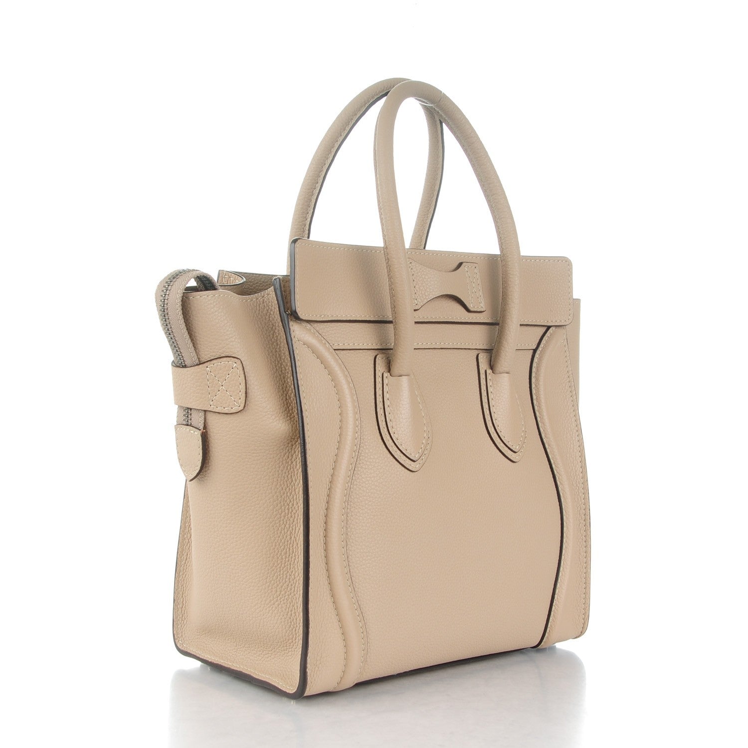Celine Drummed Calfskin Micro Luggage Dune 3 of 8
