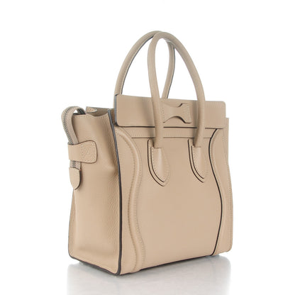 Celine Drummed Calfskin Micro Luggage Dune 3 of 8