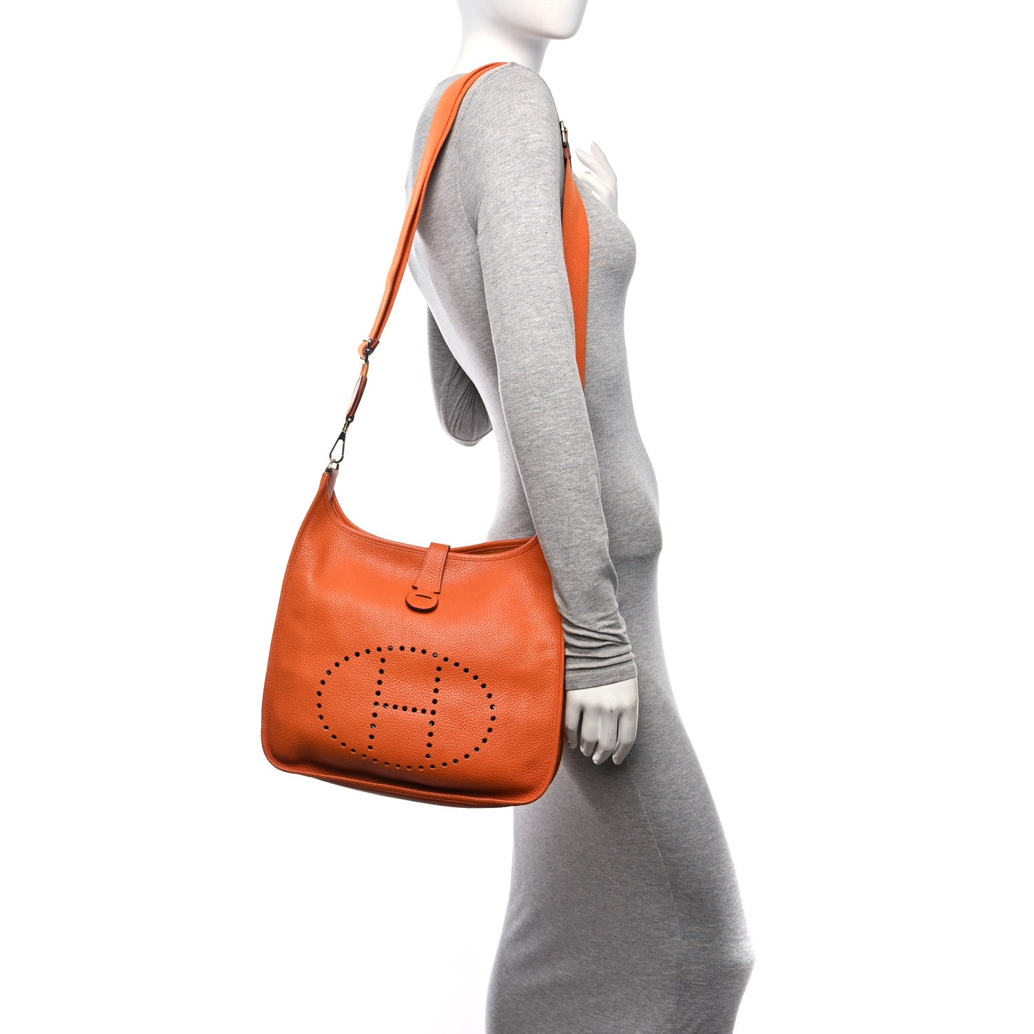 Hermes Taurillon Clemence Evelyne III GM Orange 3 of 10