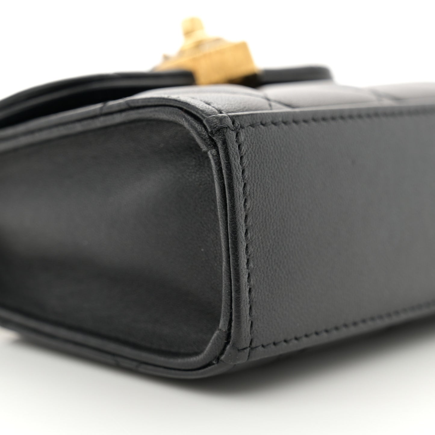 Lambskin Plexiglass Quilted Coco Love Clutch With Chain Black