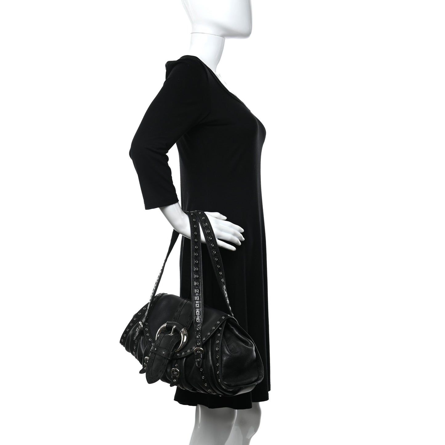 Calfskin Lizard Shoulder Bag Black