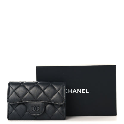 Chanel Lambskin Quilted Flap Card Holder Wallet So Black 9 of 9