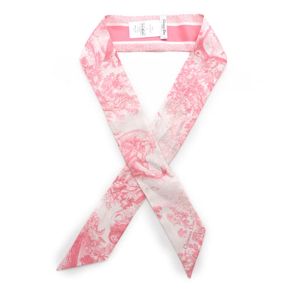 Christian Dior Silk Toile De Jouy Mitzah Scarf Ivory Pink 2 of 3