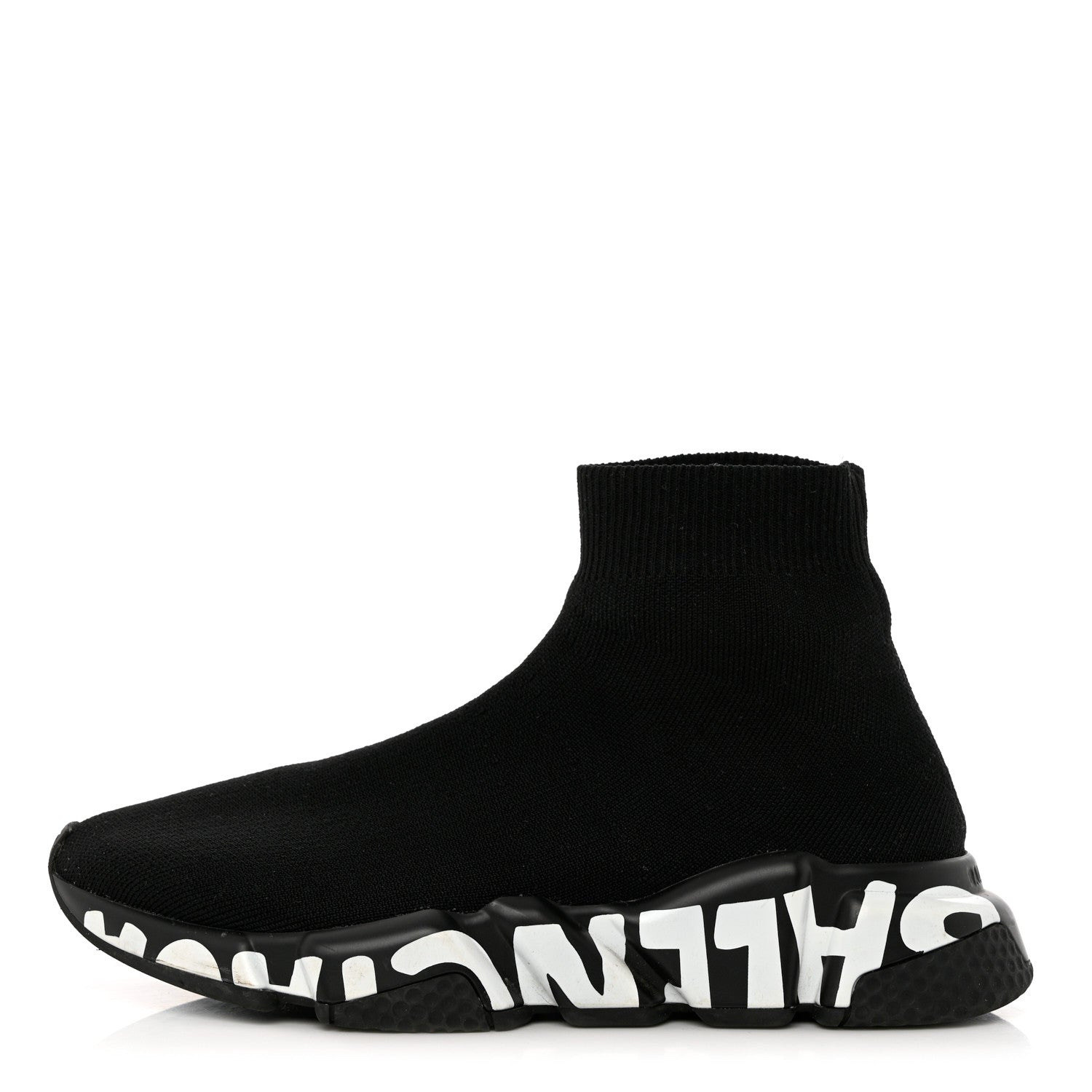 Balenciaga Neoprene Knit Womens Speed Graffiti Sneakers 37 Black White 1 of 8