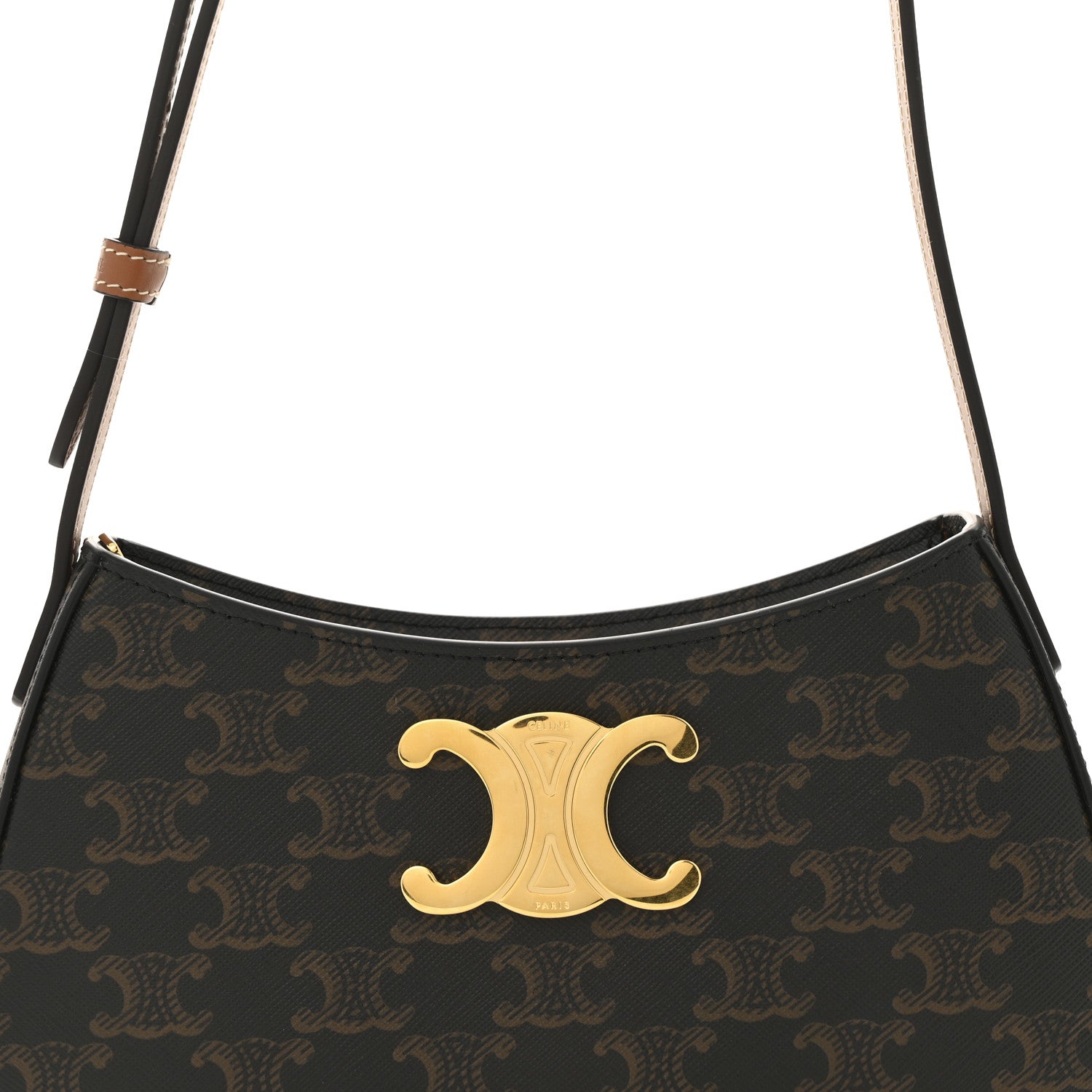 Celine Triomphe Canvas Calfskin Medium Tilly Triomphe Shoulder Bag Tan 8 of 10