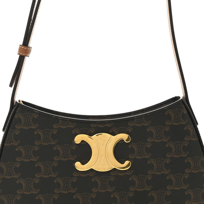 Celine Triomphe Canvas Calfskin Medium Tilly Triomphe Shoulder Bag Tan 8 of 10