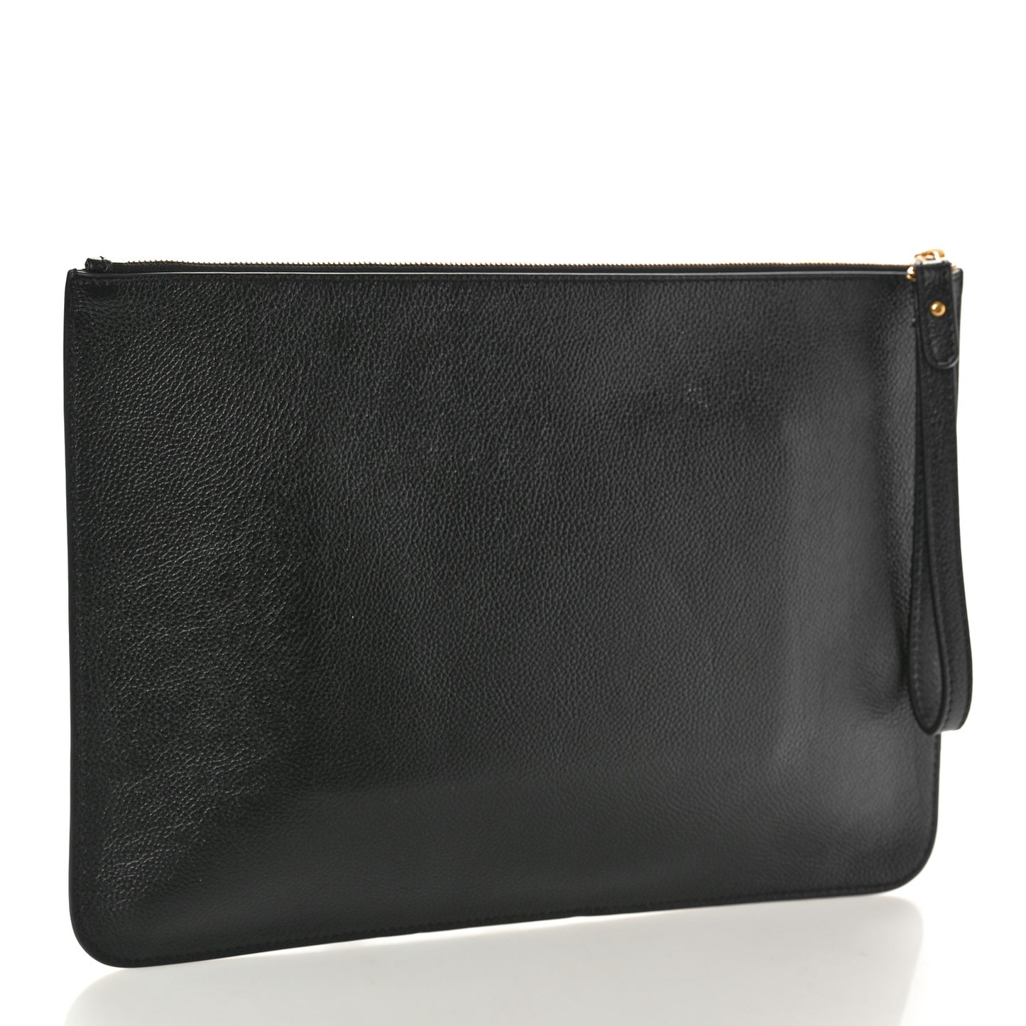 Calfskin Logo Medium Cash Pouch With Handle Black White