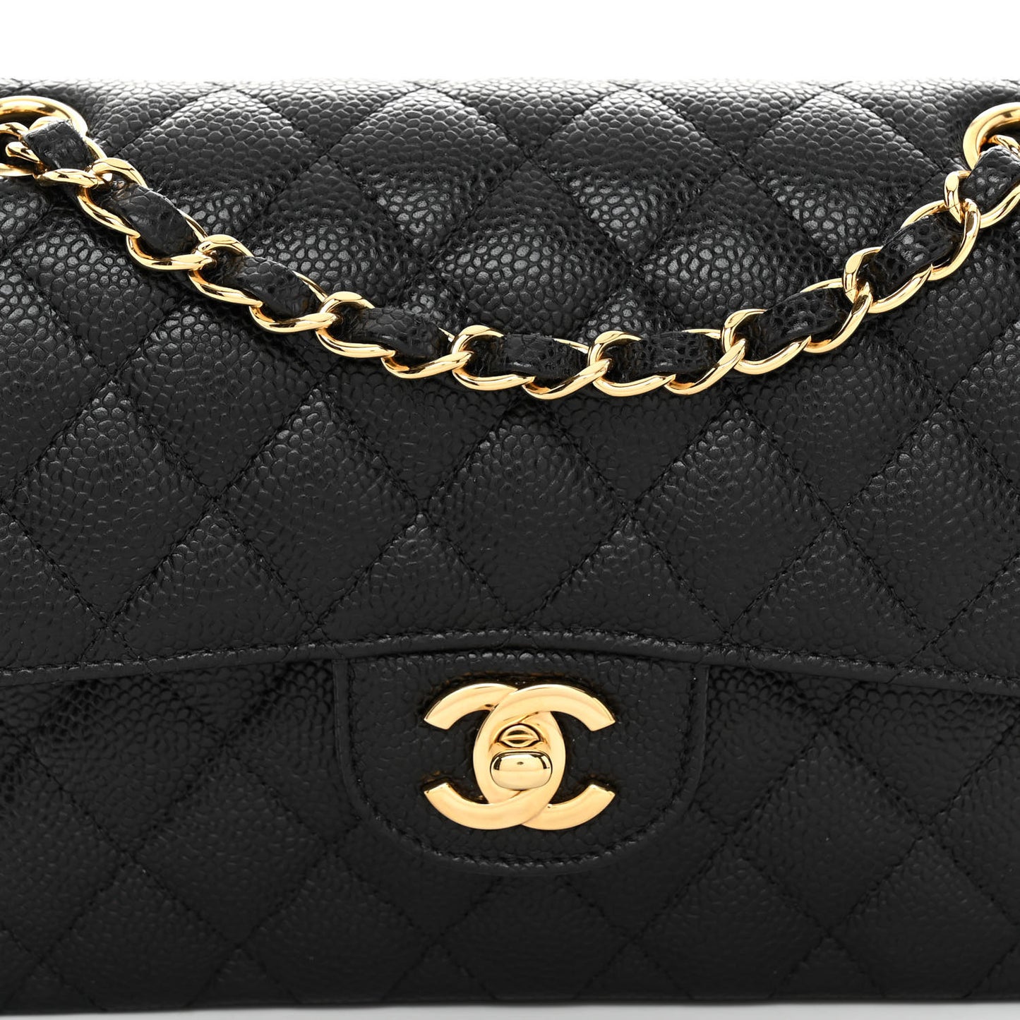 Caviar Quilted Small Double Flap Black